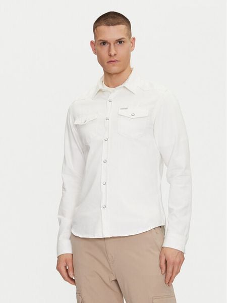 Guess Jeans Koszula M5GH55 D5NW1 Biały Regular Fit. Białe koszule męskie Guess Jeans, l, z aplikacjami, z bawełny, bez kołnierzyka, bez ramiączek. Za 179.99 zł.