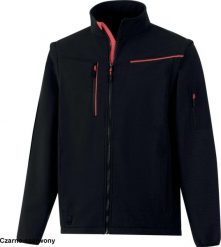 SOCCIA - BLUZA SOFTSHELL 96% POLIESTER 4% ELASTAN - ODPINANE RĘKAWY - granatowo-czarny S. Czarne bluzy nierozpinane męskie DELTA PLUS, m, bez wzorów, z elastanu, bez ramiączek, bez kaptura. Za 307.59 zł.