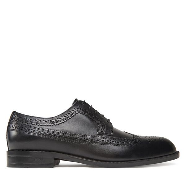 Półbuty BOSS. Czarne eleganckie półbuty męskie Boss, wizytowe, bez obcasa, bez zapięcia. Za 809.99 zł.