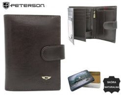 Portfel skórzany PETERSON PTN 22311L-VT czarny. Czarne portfele męskie Peterson, bez wzorów. Za 101.99 zł.
