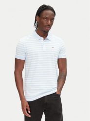 Tommy Jeans Polo DM0DM20676 Błękitny Slim Fit. Niebieskie koszulki polo męskie Tommy Jeans, l, bez wzorów, z bawełny, bez kołnierzyka, bez ramiączek. Za 179.99 zł.