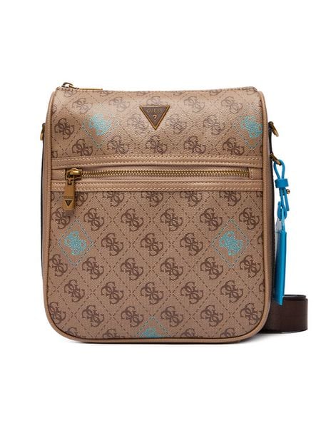 Guess Saszetka HMMICT P5417 Beżowy. Brązowe saszetki męskie Guess, z aplikacjami, ze skóry. Za 269.99 zł.