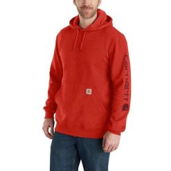 Bluza sportowa męska z kapturem Carhartt Midweight Sleeve Logo Hooded. Brązowe bluzy nierozpinane męskie Carhartt, m, bez wzorów, casualowe, bez ramiączek, z kapturem. Za 272.99 zł.