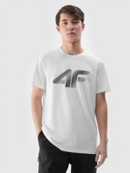 4F T-shirt regular z nadrukiem męski - biały XXL. Białe t-shirty męskie 4f, m, bez wzorów, z bawełny, bez kołnierzyka, bez ramiączek. Za 59.99 zł.