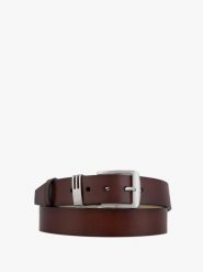 Brązowy pasek ze skóry licowej. Brązowe paski męskie Ryłko, bez wzorów, z denimu, eleganckie. Za 129.99 zł.