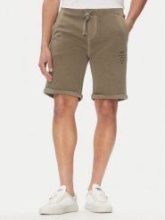 Aeronautica Militare Szorty sportowe 251BF016F583 Khaki Regular Fit. Brązowe szorty sportowe męskie Aeronautica Militare, bez wzorów, z bawełny, sportowe. Za 389.99 zł.