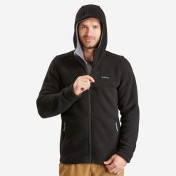 Polar turystyczny męski Quechua NH500 Warm. Czarne bluzy z polaru męskie QUECHUA, l, bez wzorów, z dzianiny, sportowe, bez ramiączek, z kapturem. Za 169.99 zł.