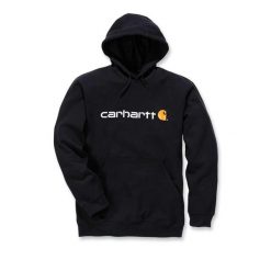Bluza sportowa męska z kapturem Carhartt Midweight Signature Logo Sweatshirt. Czarne bluzy nierozpinane męskie Carhartt, m, bez wzorów, casualowe, bez ramiączek, z kapturem. Za 277.99 zł.