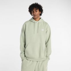 Bluza męska New Balance MT41511GAS – zielona. Zielone bluzy nierozpinane męskie New Balance, m, z aplikacjami, z bawełny, klasyczne, bez ramiączek, z kapturem. Za 299.99 zł.