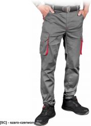 LAND-JOG-T - Elastyczne spodnie ochronne do pasa LAND-JOG męskie 62% poliester, 35% bawełna, 3% elastan 240 g/m2 - szaro-czerwony 46. Brązowe długie spodnie sportowe męskie Reis, bez wzorów, z bawełny. Za 136.15 zł.