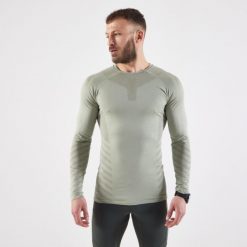 Koszulka do biegania z długim rękawem męska Kiprun. Zielone bielizna termoaktywna męska KIPRUN, m, bez wzorów, z elastanu, bez ramiączek, do biegania. Za 99.99 zł.