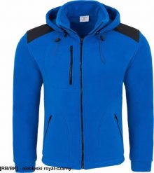 JHK FLRA 340 BUS HOOD PREMIUM - bluza polarowa z odpinanym kapturem 350-360 g/m2 - niebieski royal-czarny M. Czarne bluzy z kapturem męskie JHK, m, bez wzorów, z polaru. Za 84.32 zł.