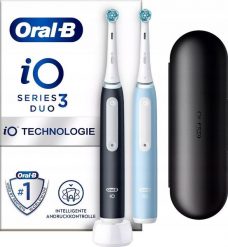 Braun Braun Oral-B iO Series 3N Duo, electric toothbrush (black/blue, matt black/ice blue incl. 2nd handpiece). Czarne szczoteczki elektryczne BRAUN. Za 736.65 zł.