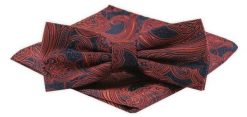 Mucha Męska z Poszetką w Zestawie - Alties - Miedziany Wzór. Niebieskie krawaty i muchy męskie Alties, bez wzorów, eleganckie. Za 54.00 zł.