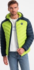 Kurtka męska Ombre Nylonowa pikowana kurtka męska w stylu sportowym limonkowa V4 OM-JALP-0185 M. Kurtki męskie Ombre, m, bez wzorów, z nylonu, sportowe, bez ramiączek, bez kaptura. Za 269.99 zł.