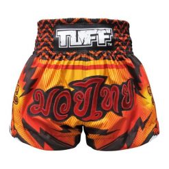 Spodenki treningowe TUFF Orange With Black Thunderbolt & Double Tiger. Brązowe szorty sportowe męskie TUFF, bez wzorów, sportowe. Za 149.00 zł.