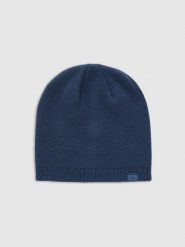 4F Czapka zimowa uniseks - granatowa Uniwersalny. Niebieskie czapki męskie 4f, na zimę, bez wzorów, z materiału, klasyczne. Za 39.99 zł.