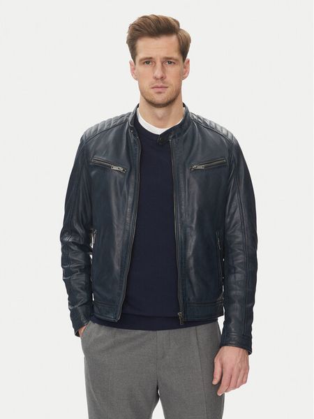 Serge Pariente Kurtka skórzana Alon Granatowy Regular Fit. Niebieskie kurtki męskie Serge Pariente, m, bez wzorów, ze skóry, bez ramiączek, bez kaptura. Za 659.99 zł.