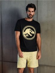 Piżama Jurassic World - kremowy. Białe piżamy męskie Sinsay, l, bez wzorów, z bawełny, bez kołnierzyka, bez ramiączek. Za 49.99 zł.