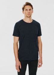 PAKO LORENTE – Granatowy gładki T-shirt Basic. Niebieskie t-shirty męskie Pako Lorente, m, bez wzorów, z bawełny, bez kołnierzyka, bez ramiączek. Za 99.99 zł.