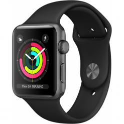 Apple Watch 3 - gwiezdna szarość aluminium 38 | czarny sportowy pasek. Zegarki sportowe Apple. Za 1,349.00 zł.