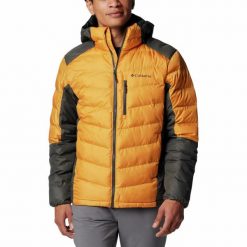 Kurtka ocieplana męska Columbia Labyrinth Loop Hooded z kapturem. Żółte kurtki męskie Columbia, m, bez wzorów, sportowe, bez ramiączek, z kapturem. Za 679.99 zł.