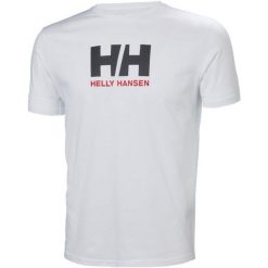 Koszulka sportowa męska Helly Hansen Logo. Białe t-shirty sportowe męskie Helly Hansen, m, bez wzorów, sportowe, bez ramiączek. W wyprzedaży za 127.85 zł.