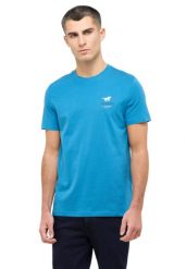 Męski T-Shirt Mustang Style Austin Sea of Belize 1016494 5444. Niebieskie t-shirty męskie Mustang, m, bez wzorów, bez kołnierzyka, bez ramiączek. Za 69.99 zł.