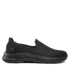 Półbuty Skechers. Czarne codzienne półbuty męskie Skechers, bez wzorów, bez obcasa, bez zapięcia. Za 379.99 zł.