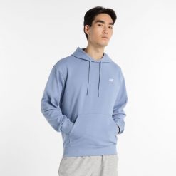 Bluza męska New Balance MT41508DUS – niebieska. Niebieskie bluzy nierozpinane męskie New Balance, m, z aplikacjami, z bawełny, klasyczne, bez ramiączek, bez kaptura. Za 199.99 zł.