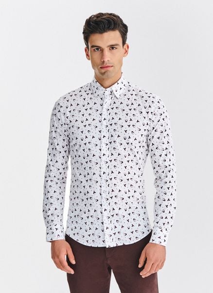 PAKO LORENTE – Koszula męska we wzór. Koszule męskie Pako Lorente, m, bez wzorów, z bawełny, bez kołnierzyka, bez ramiączek. Za 199.99 zł.