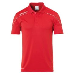 Polo Uhlsport Stream 22. Białe koszulki polo męskie Uhlsport, s, bez wzorów, z materiału, sportowe, bez kołnierzyka, bez ramiączek. Za 148.50 zł.