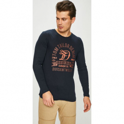 Tom Tailor Denim - Longsleeve. Szare koszulki męskie z długim rękawem Tom Tailor Denim, z nadrukiem, z bawełny, z okrągłym kołnierzem, z długim rękawem. W wyprzedaży za 59.90 zł.