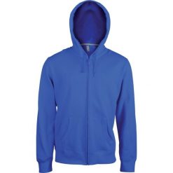 Bluza z kapturem na zamek błyskawiczny Kariban. Niebieskie bluzy rozpinane męskie KARIBAN, m, bez wzorów, z bawełny, eleganckie, bez ramiączek, z kapturem. Za 213.00 zł.
