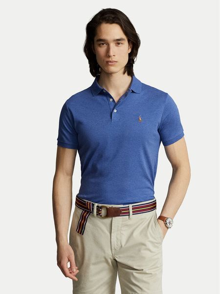 Polo Ralph Lauren Polo 710713130008 Niebieski Custom Slim Fit. Niebieskie koszulki polo męskie Polo Ralph Lauren, m, bez wzorów, z bawełny, bez kołnierzyka, bez ramiączek. Za 379.99 zł.