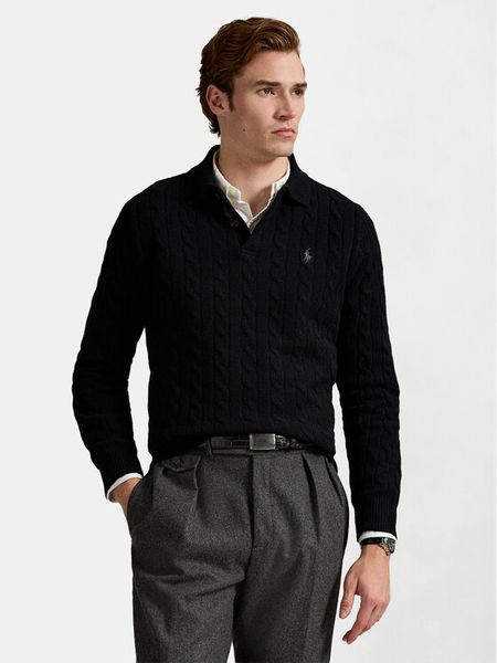 Polo Ralph Lauren Sweter 710974165001 Czarny Regular Fit. Czarne kardigany męskie Polo Ralph Lauren, l, bez wzorów, z wełny, bez ramiączek. Za 789.99 zł.