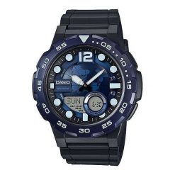 Zegarek Casio Męski AEQ-100W-2AVEF DataBank granatowo-czarny. Czarne zegarki męskie Casio. Za 179.99 zł.
