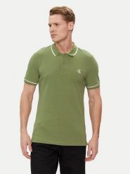 Calvin Klein Jeans Polo J30J315603 Zielony Slim Fit. Zielone koszulki polo męskie Calvin Klein Jeans, m, bez wzorów, z bawełny, bez kołnierzyka, bez ramiączek. Za 179.99 zł.