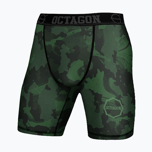 Spodenki kompresyjne męskie Octagon Camo Forest. Zielone szorty sportowe męskie OCTAGON, bez wzorów, sportowe. Za 119.99 zł.