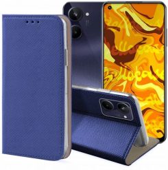 ETUI Z KLAPKĄ DO REALME 10 4G GRANATOWE ZAMYKANE MAGNETYCZNE OCHRONNE CASE. Brązowe słuchawki bluetooth Guess. Za 29.99 zł.