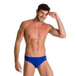 Kąpielówki męskie slipy kąpielowe treningowe na basen Arena Santamarias. Niebieskie kąpielówki męskie ARENA, m, bez wzorów. Za 109.99 zł.