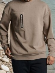 Bluza crewneck - brązowy. Brązowe bluzy nierozpinane męskie Sinsay, l, bez wzorów, bez ramiączek, bez kaptura. Za 49.99 zł.