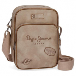 Torba w kolorze beżowym - (S)18 x (W)25 x (G)6,5 cm. Brązowe torby męskie na ramię Pepe Jeans, w paski, z materiału. W wyprzedaży za 99.95 zł.