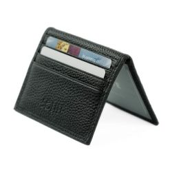 Portfel na karty składany wizytownik skórzany slim Solier SW44 BLACK. Czarne portfele męskie bez wzorów, z materiału. Za 48.99 zł.