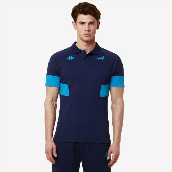 Polo Alpine F1 Andoi 2024. Niebieskie koszulki polo męskie Kappa, m, bez wzorów, bez kołnierzyka, bez ramiączek. W wyprzedaży za 212.40 zł.