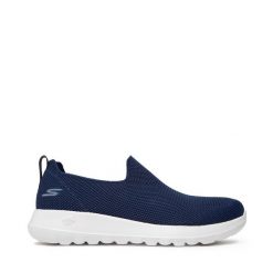 Półbuty Skechers. Niebieskie codzienne półbuty męskie Skechers, bez wzorów, bez obcasa, bez zapięcia. Za 209.99 zł.