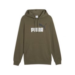 Męska bluza z kapturem Essentials z dwukolorowym logo No. 1 PUMA Loden Green. Zielone bluzy nierozpinane męskie Puma, l, bez wzorów, z gumy, z kapturem. Za 195.00 zł.