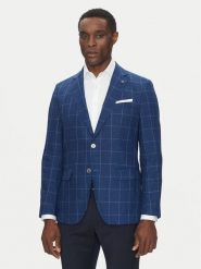 BOSS Marynarka H-Hutson-233 50540502 Niebieski Slim Fit. Niebieskie marynarki męskie Boss, m, bez wzorów, ze lnu. Za 1,409.00 zł.