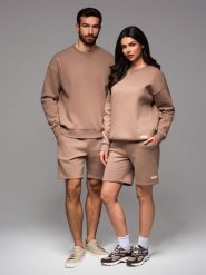 Dresowy zestaw dla par UNISEX bluza + szorty - brązowy V16 Z108 XL/XXL. Brązowe bluzy nierozpinane męskie Ombre, m, bez wzorów, z dresówki, bez ramiączek, bez kaptura. Za 453.86 zł.