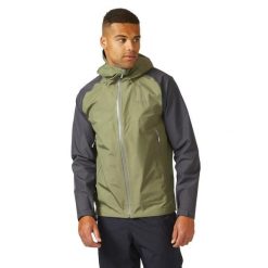 Kurtka przeciwdeszczowa męska Rab Namche Gore-Tex Paclite Jacket z kapturem. Zielone kurtki męskie RAB, m, bez wzorów, z gore-texu, sportowe, bez ramiączek, z kapturem. Za 829.30 zł.